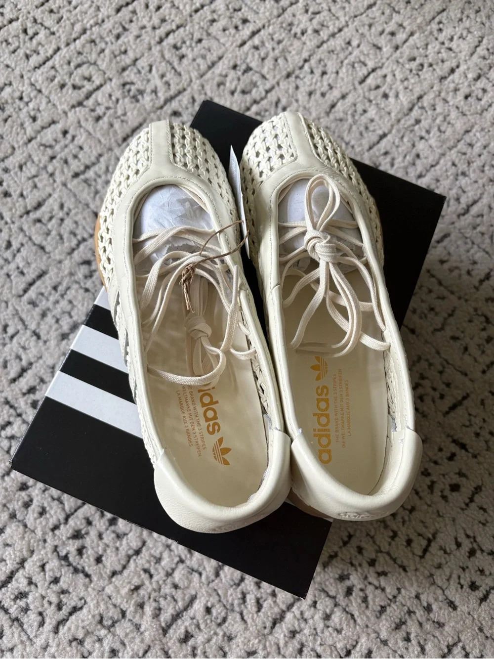 Women’s Adidas Taekwondo Mei Cream Woven Lace-Up Flats